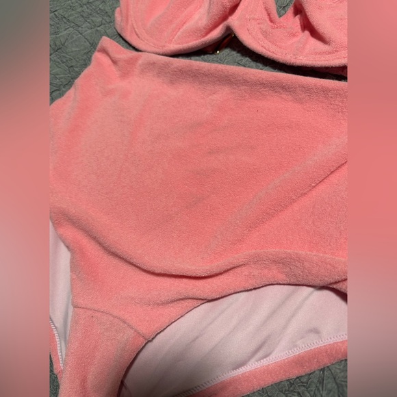 VICTORIAS SECRET SWIM SET UNDERWIRE TOP 34D, SMALL HIGH WAIST BOTTOM Terry cloth - Picture 2 of 8